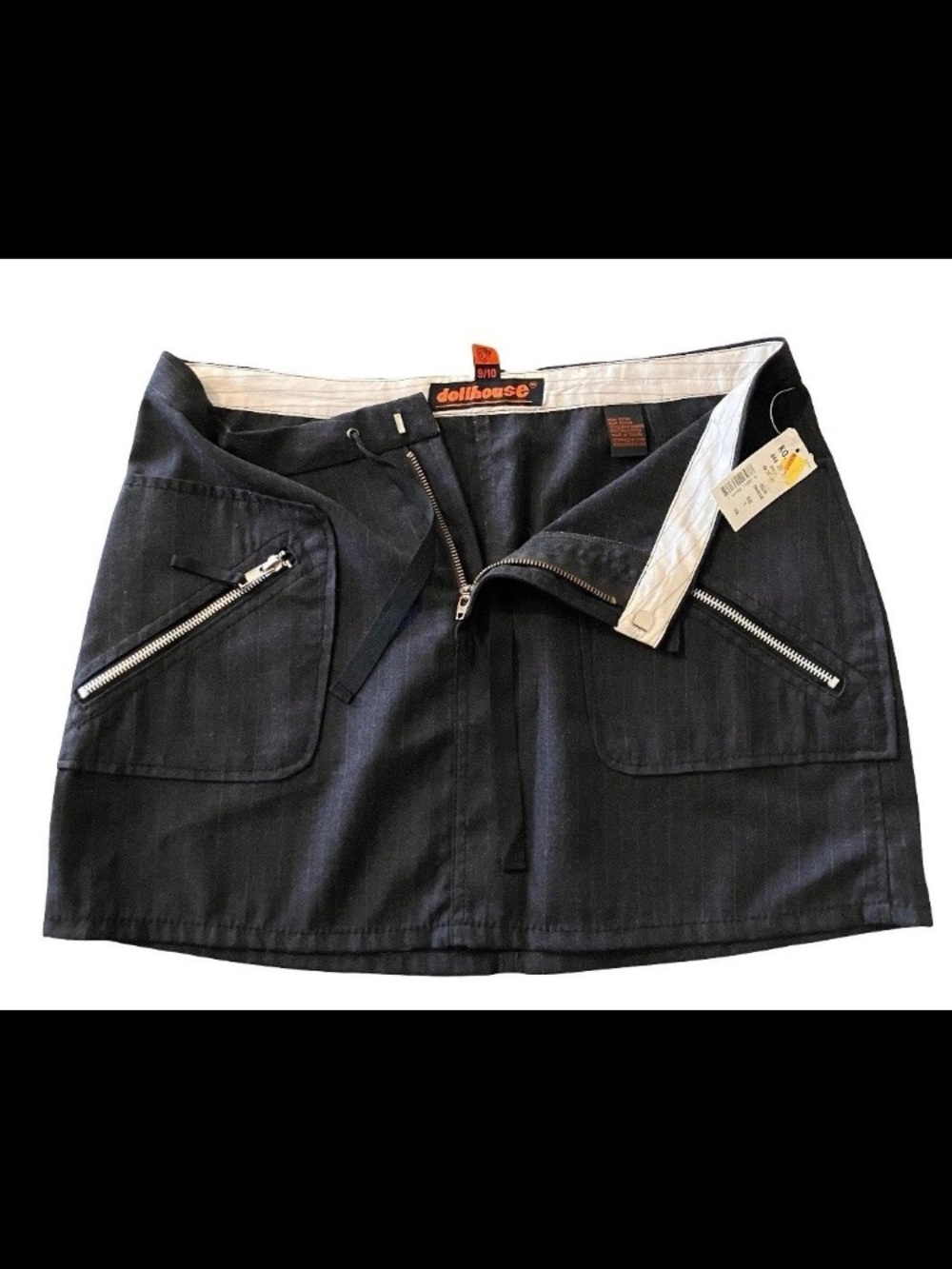 Dollhouse NWT Low Rise Mini Skirt Sz 9/10 Charcoal Pinstripe Y2k